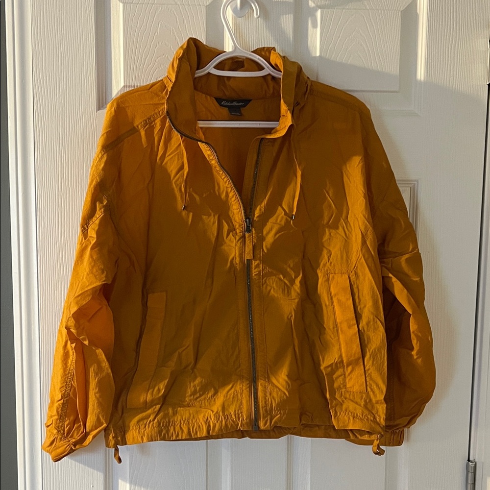 Eddie Bauer Mustard/Yellow Wind Breaker Jacket-Converts to Fanny Pack